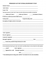 Tutoring Permission Slip