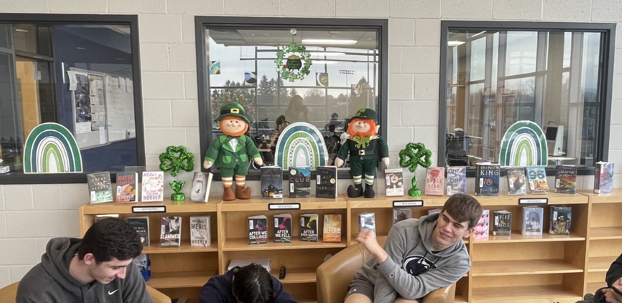 Saint Patricks Day book Display Montoursville Area School District