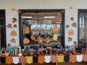 MAHS Library Window Decorated for Fall